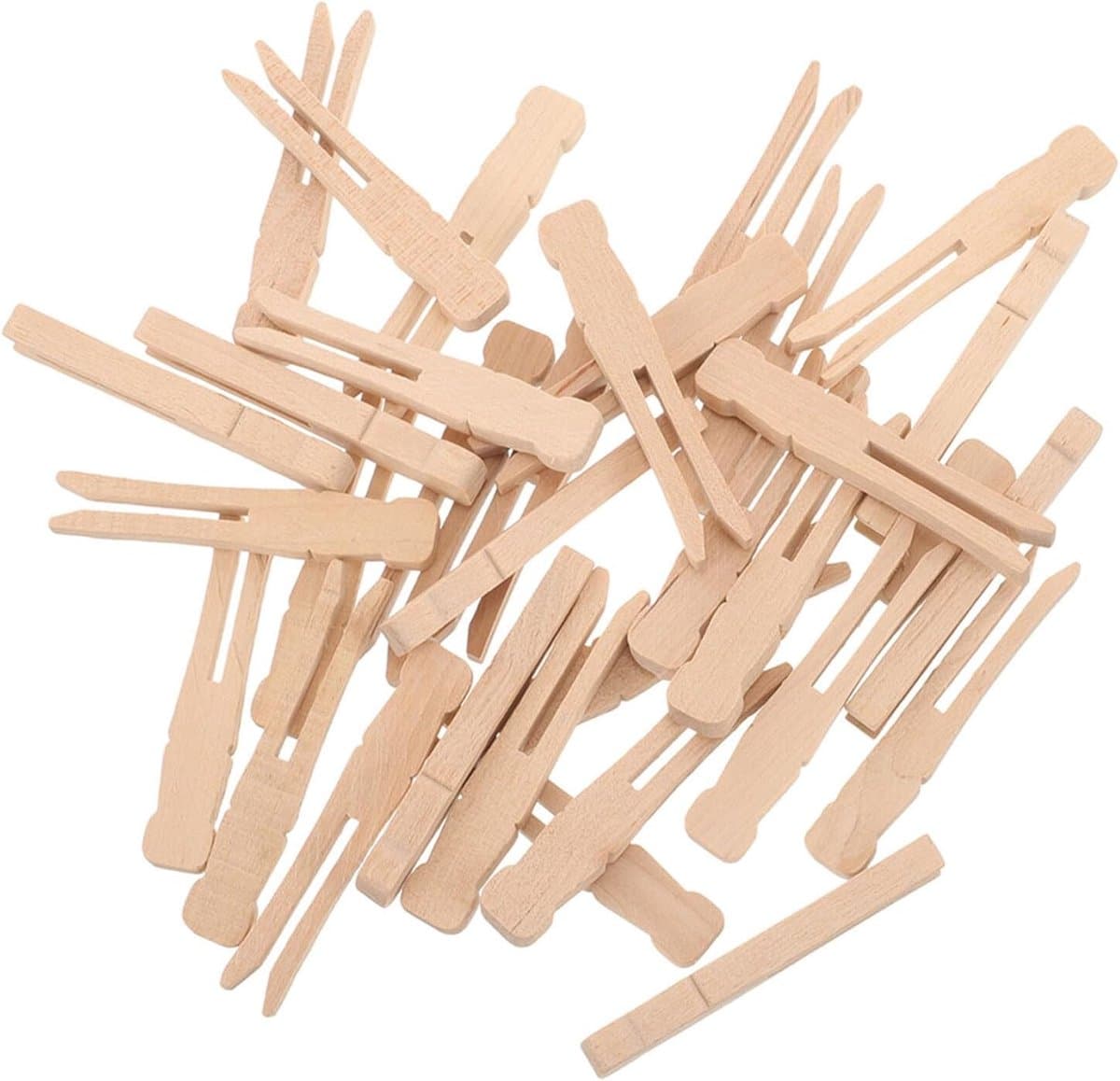 Houten Wasknijpers - Ronde Knijpers - Waslijn Knutselen - Zachte Klemwerking - 6.5 cm - Natuurlijk Hout — afbeelding 1
