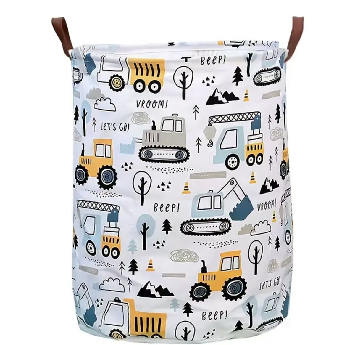 Opvouwbare Was- en Speelgoedmand – Cartoonprint – Waterdicht – Bouwmachines - Auto's - Kinderen 40L — afbeelding 1