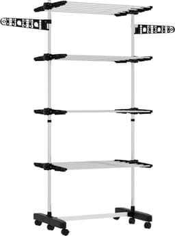 HOMCOM-Wäscheständer-Edelstahl, ABS-142L × 55B × 172H cm-Schwarz — thumbnail 1