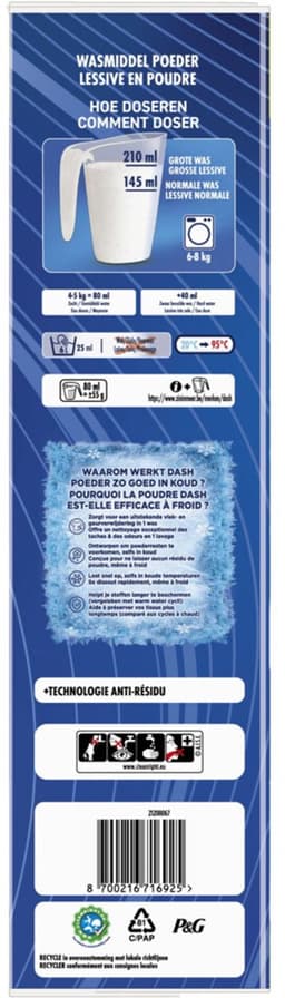 Dash Waspoeder Wasdraad Fris 80 Wasbeurten - 2 x 4,4 kg - Voordeelverpakking — thumbnail 4