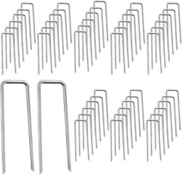 Allecto Plus - U-vormige roestvrijstalen bodemnagels voor bevestiging kunstgras - 50 stuks. Op maat voor netten en weefsels - 3 x 40 x 150 mm. Duurzaam en handig. — thumbnail 1