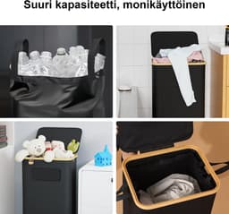 XL Wasmand met Deksel - 100 Liter | Met 2 uitneembare zakken | Wassorteerder | Extra Sterk & Stevig | Geschikt voor Gezinnen — thumbnail 3