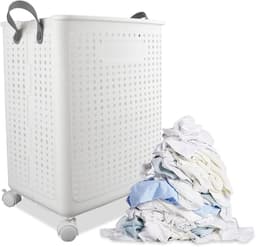 Opvouwbare wasmand met wielen - ruimtebesparend - 1 stuk - kunststof - 50 x 37,7 x 31 cm — thumbnail 1