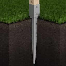 DOMAX - Paalhouder met Punt - 46x46 mm - Lengte 55 cm - Thermisch Verzinkt Staal - Slaganker — thumbnail 2