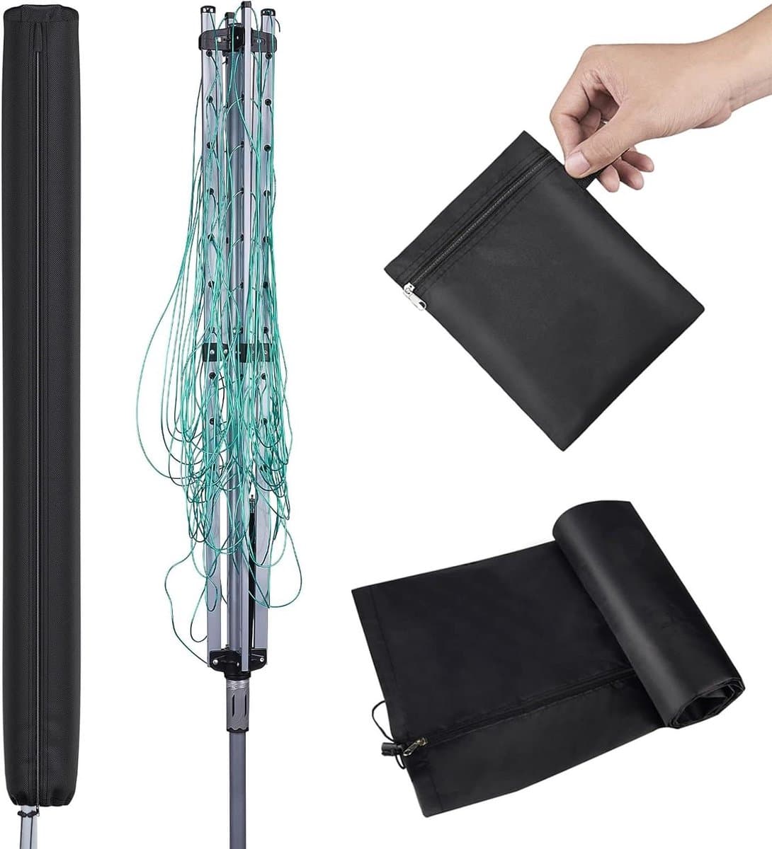 Rotary Drying Rack Cover - 165cm - 420D Waterproof Fabric - Internal Silver Coating - Anti-UV Protective Cover for Rotating Clothesline - Small Umbrella Cover — afbeelding 1