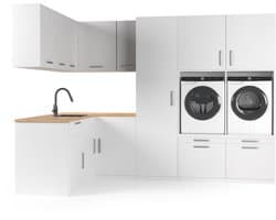 Wasophoogte® Wasmachine Kast Istanbul - Wasmachine verhoger - Wasmachine ombouw - 700(D)*3230(B)*2350(H) mm - Wit