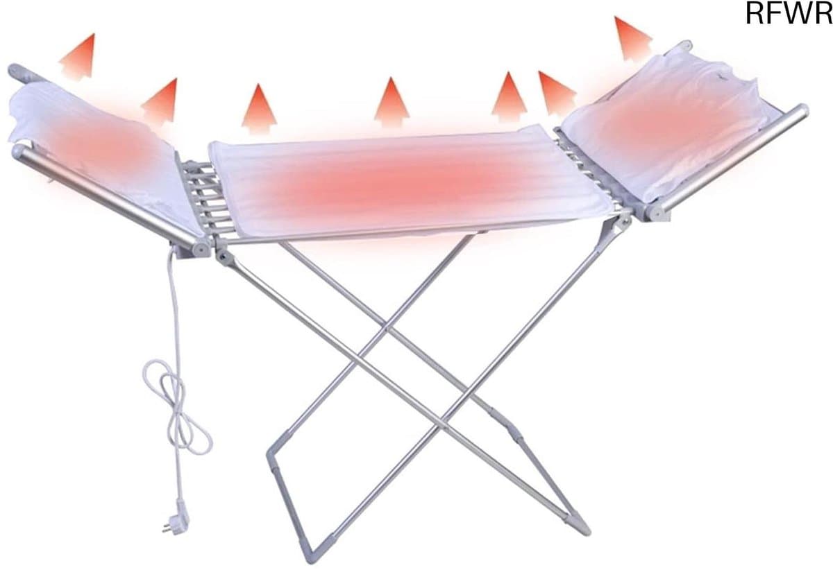 RFWR® Elektrische Verwarmde Kledingdroger en Opvouwbaar Droogrek voor Binnen met 18 Stangen — afbeelding 1