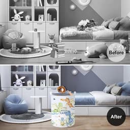 Grote Draak Kid Jongen Meisje 45L Wasmand met Handvat Opvouwbare Ster Wolk Kleding Speelgoed Blauw Opbergmand met Deksel voor Nursery. — thumbnail 3