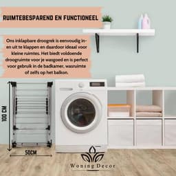 Wasrek Inklapbaar – Extra Droogrek voor Kleine Was – Opvouwbaar RVS Wasrek – Stevig en Ruimtebesparend – 18m Drooglengte – Binnen & Buiten – Duurzaam — thumbnail 5