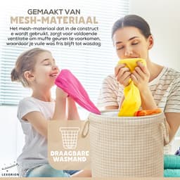 Terra - Wasmand - Wasmand Inklapbaar - Opvouwbare Wasmanden - 35 cm x 40 cm - Stijlvolle en Ruimtebesparende Wasmand voor Optimale Wasorganisatie - Engelse Stijl Wasmanden - Beige met Wit Ruitpatroon — thumbnail 4