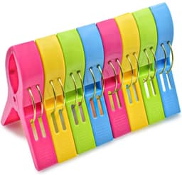TOVBMUP 8 Stuks Wasknijpers - Grote Kunststof Wasdroogklemmen - Geschikt voor Strandlaken, Badhanddoek en Kleding - 12,5x8x2,3cm - Kleurrijk Set — thumbnail 1
