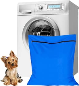 Waszakken voor huisdieren - Waszakken van twill polyester - Grote waszakken met rits - Voorkomt dat waszakken verstopt raken door dierenhaar - wasmachine, 70 x 80 cm，waszak voor huisdieren voor honden, katten en konijnen (blauw)- L — thumbnail 1