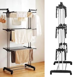 Alora Droogtoren - kleding droogrek - inklapbaar - inclusief wielen - droogtoren met wieltjes - 20m drooglengte - wit — thumbnail 2