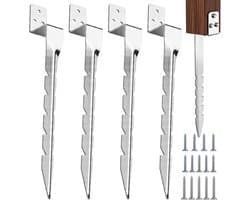 4 stuks inslaghulzen schommel vloerhuls, 39 × 4 cm - Met 14 schroeven, verzinkt stalen materiaal, diep verankerd - ShopVlot
