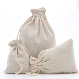 Katoenen zakjes - Linnen jute - Knutsel opslag - Met koord sluiting - Diverse maten - Natuurlijk — thumbnail 3