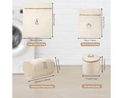 Waszakken Set - Beige - Dubbellaags en Duurzaam - Ritssluiting voor Kledingbescherming - Voor Delicate Was