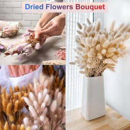 120 stuks natuurlijke hazenstaart, gedroogde bloemen, 43 cm, mini pampasgras, voor bloemendecoraties, bruiloft, Kerstmis, zwart — thumbnail 5