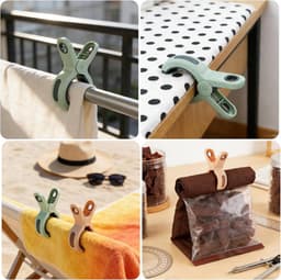 Set van 6 - Winddichte wasknijpers - Winddichte sluitingen - Dekbedovertrekclips - Verdikt PP-materiaal - Winddicht en antislip - Geschikt voor binnen- en buitengebruik - Geschikt voor dekbedden en zware kleding - 10,6*6*2,2 cm - Roze + Koffie — thumbnail 4