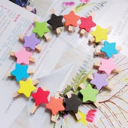 Dailygoody - mini clips - sterren wasknijpers hout - kleurrijke — thumbnail 2