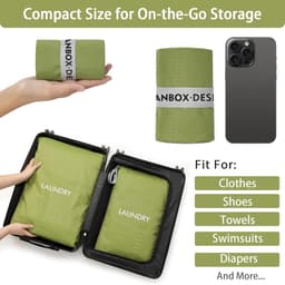SnelShoppen - 2 Pack Waterdichte Vouwbare Waszakken, Grote Opbergtassen voor Vuile Kleding, Ideaal voor Thuis en Reizen, Scheurbestendig Materiaal, 60 — thumbnail 4
