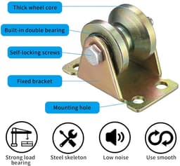 SnelShoppen - 7 Stuks Pulleys voor Touwen, V Groef Rolwiel, Takel Blokken, Hijssystemen, Zware Wielen voor Waslijn, Hoist Systeem, Roller Poorten — thumbnail 2