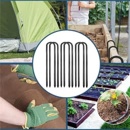 SnelShoppen - Grondankers, tentpinnen, tuinpinnen, gegalvaniseerd, 6 stuks, 30 cm lang, U-pinnen, zwart, voor trampoline, schommel, tuin, camping — thumbnail 5
