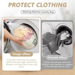 SnelShoppen - 4 Stuks Wasnet voor Wasmachine - Waszakken met Trekkoord in 4 Maten - Geschikt voor Kleding, Beddegoed en Dekens - Duurzaam en Ademend P — thumbnail 3