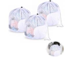 SnelShoppen - 3 Stuks Wasnet voor Wasmachine 40x50 cm - Grote Waszak met Trekkoord - Duurzaam Nylon - Perfect voor Beha, Ondergoed, Sokken, Panty's, K