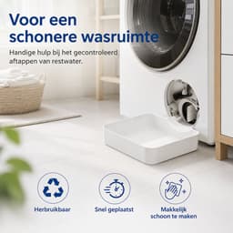 Bobypet - Wasmachine afvoerbak - Afvoerbak voor voorlader - Met dekselopener en geleidingslamellen - 3-delige set - Voor kelder, appartement, stacaravan en garage - 17,8 x 17,8 x 5 cm - Wit — thumbnail 3