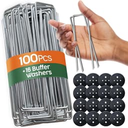 Grondanker - Verzinkt Staal - 150 mm Lang, 25 mm Breed, Ø 3 mm - Set van 100 Stuks met 16 Sluitringen - Voor Tuin en Camping — thumbnail 1