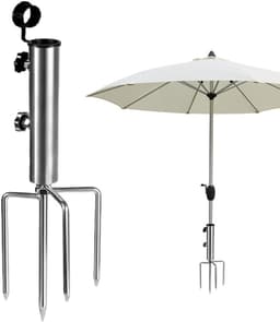 Parasolhouder voor balkon - Zilver - 1 x 1 x 1 cm - IJzeren Afneembare Graspen - Voor Buitengebruik — thumbnail 1