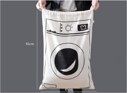 Grote waszak van canvas met trekkoord, ideaal voor kleding, speelgoed en andere spullen, wasmachinebestendig — thumbnail 5