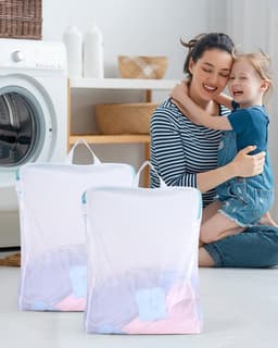 Wasnet voor de wasmachine - Mesh waszakken met rits en handvat voor ondergoed, blouses en shirts - 40 x 50 cm, set van 2 — thumbnail 3