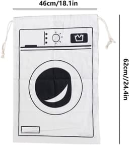 Dailygoods- Waszak Wasbaar - 2 Stuks - Canvas Waszakken - Grote Capaciteit - Trekkoord - 60 x 48 cm - Wasgoedzak — thumbnail 2