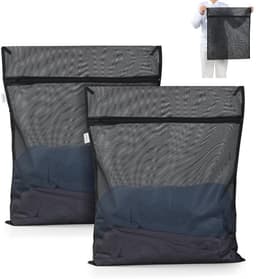 Wasnetten voor wasmachine, 50 x 60 cm, waszakken met ritssluiting, wasnet voor reizen, blouse, sokken, ondergoed, babykleding (zwart) — thumbnail 1