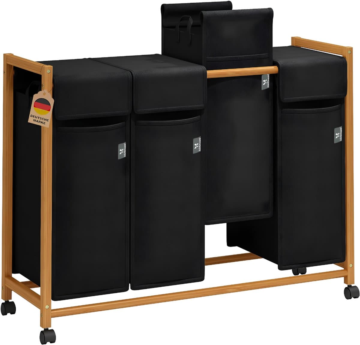 JCP® Wasmand - 200L - Wasmanden - Wasmand 4 Vakken - Zwart - 102cm x 36cm x 82cm — afbeelding 1