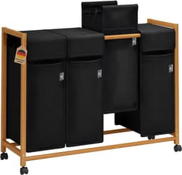 JCP® Wasmand - 200L - Wasmanden - Wasmand 4 Vakken - Zwart - 102cm x 36cm x 82cm — thumbnail 1