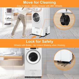 Wasmachine Onderstel - Apparaat Verhoger - Apparaten Verplaatsen - Met Lade en Wielen - 63-69 cm Verstelbaar - Grijs — thumbnail 3