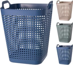 Storage Solutions Wasmand - beige - 48 liter - 40 x 51 cm - kunststof - wasbox - mand voor wasgoed - badkamer — thumbnail 4