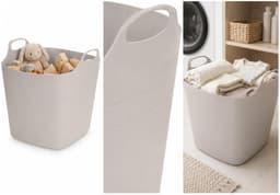 Excellent Houseware Flexibele emmer - beige - 15 liter - kunststof - vierkant - 37 x 30 cm — thumbnail 2