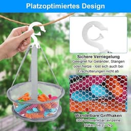 Dailygoods - Wasknijpers met mand, 50 stuks wasknijpers met zak, klemmand zonder afdruk, windbestendige kunststof wasknijpers voor waslijnen en kleerhangers — thumbnail 4