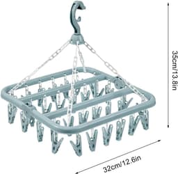 Sokkendroger - 32 Knijpers - Opvouwbaar - Sokken Hanger - Sokken Droger - Beha's - bh's - Ondergoed - Wasrek Sokken - Wasrek - Droogrek - Klein Wasrekje - Washanger - Sokkendroogrek - Kleerhanger voor Sokken - Windbestendig — thumbnail 3