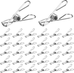SnelShoppen - 60 Stuks RVS Kledingknijpers voor Kledingrekken, Handdoeken, Tassen, Snacks, Sokken - Sterk, Waterdicht, Corrosiebestendig — thumbnail 1