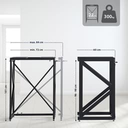 Wasmachine Ombouw - Opbouwmeubel Rek - Ruimte Besparen - Breedte Verstelbaar - 72-84 cm Breed - Zwart — thumbnail 2