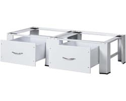 Onderstel Wasmachine Droger - Verhoging Sokkel - Huishoudelijk Organiseren - Met Schuifladen - 124 x 615 cm - Wit