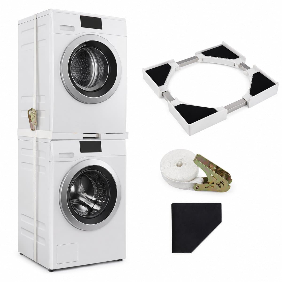 Tussenstuk Wasmachine Droger - Universeel - Stapelkit Wasmachine en Droger - Verstelbaar - Wit — afbeelding 1