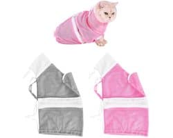 Waszakken Set van 2 - Verstelbare Opvangzak - Kattentoiletaccessoires - Netstof - Luchtdoorlatend - Afmetingen 60 x 32 cm - Kattenwaszak