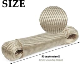 Waslijn 50 Meter - UV-bestendig - Stabiele Staaldraad - Onderhoudsvriendelijk - Reiswaslijn - Transparant PVC - Wasdraad — thumbnail 5