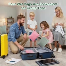 SnelShoppen - Wet Bags 40 x 30 cm, Waterdichte Natzakken waszak set van 2 grijs-groen en 2 roze, Herbruikbare Reiszakken voor natte kleding, Zwembad, — thumbnail 2