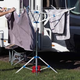 Mobiele droogmolen - Wasrek met poten - Buiten drogen - Snel in- en uitklapbaar - 16 meter waslijn - Zilverkleurig — thumbnail 4